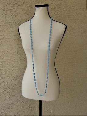 Vintage Light Blue Beaded Long Necklace
